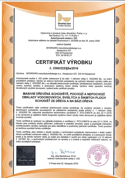 Certifikát schody